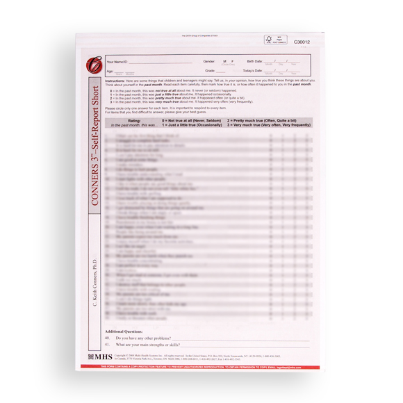 Conners 3 Self-Report Short  Forms 