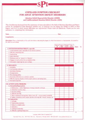 Copeland Symptom Checklist for Attention Deficit Disorders - Adult Version