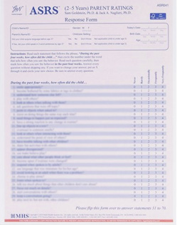 ASRS (2-5 yrs) Parent Response Forms 