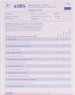 The ASRS (2-5 yrs) Teacher/Childcare Provider Ratings QuikScore Forms