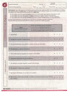 Conners 3 ADHD Index (AI) Spanish Padres QuikScore Forms