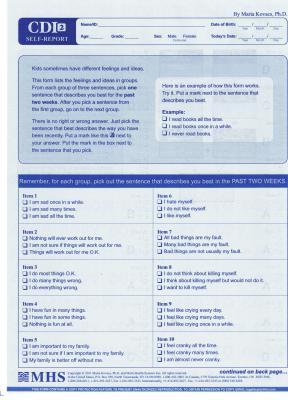 Children's Depression Inventory 2 (CDI 2) Self-Report Regular Forms