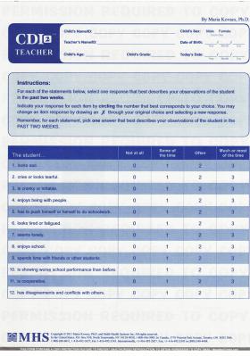 Children's Depression Inventory 2 (CDI 2) Teacher Forms