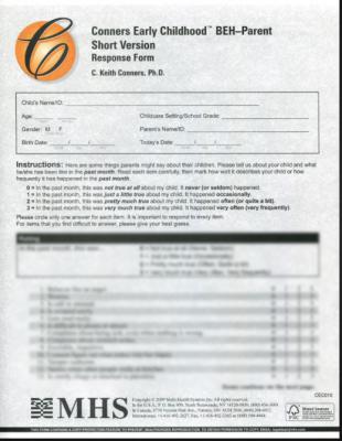 Conners Early Childhood Parent Behavior Forms