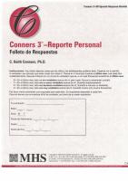 Conners 3 Reporte Personal Response Booklets Spanish 